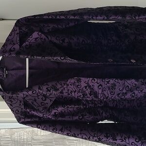Women's jacket purple with black velvet designs size 10
